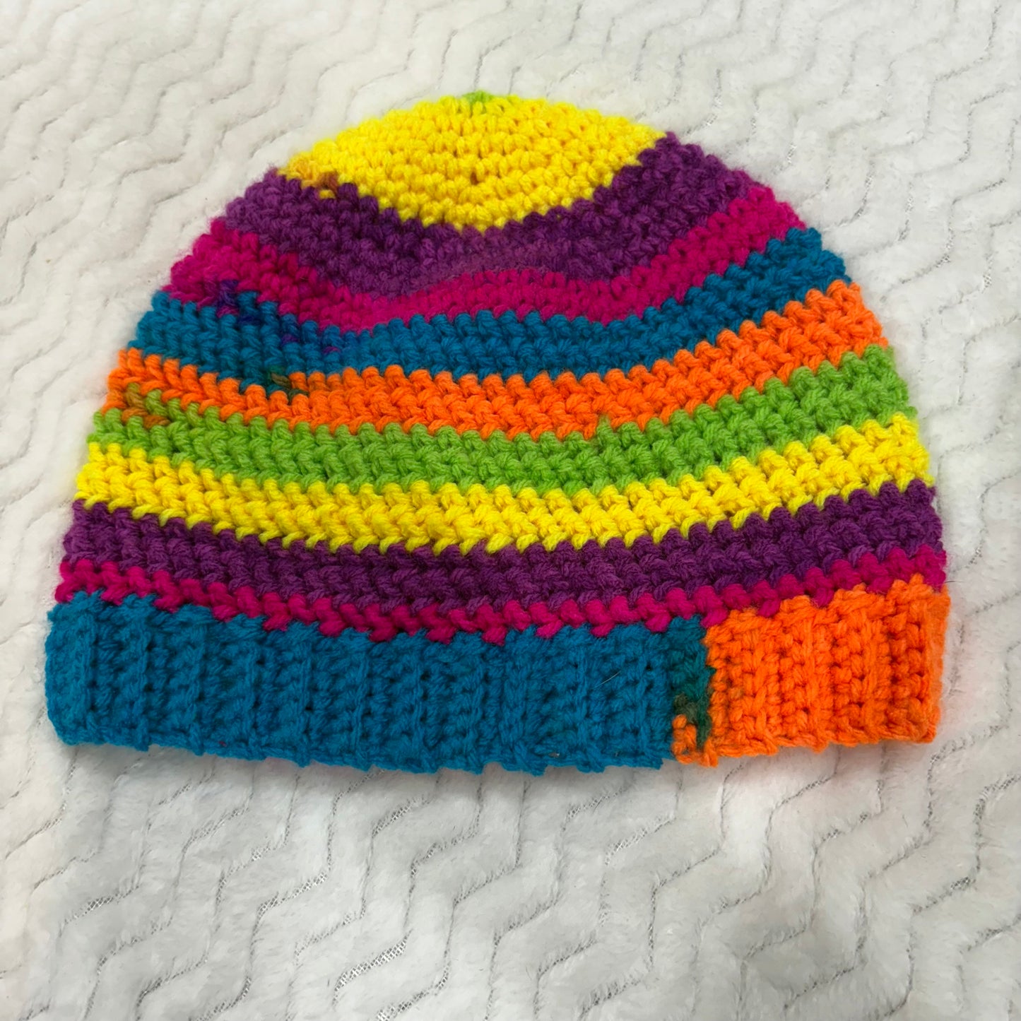 Neon Stripe Beanie (Older child- Small adult)