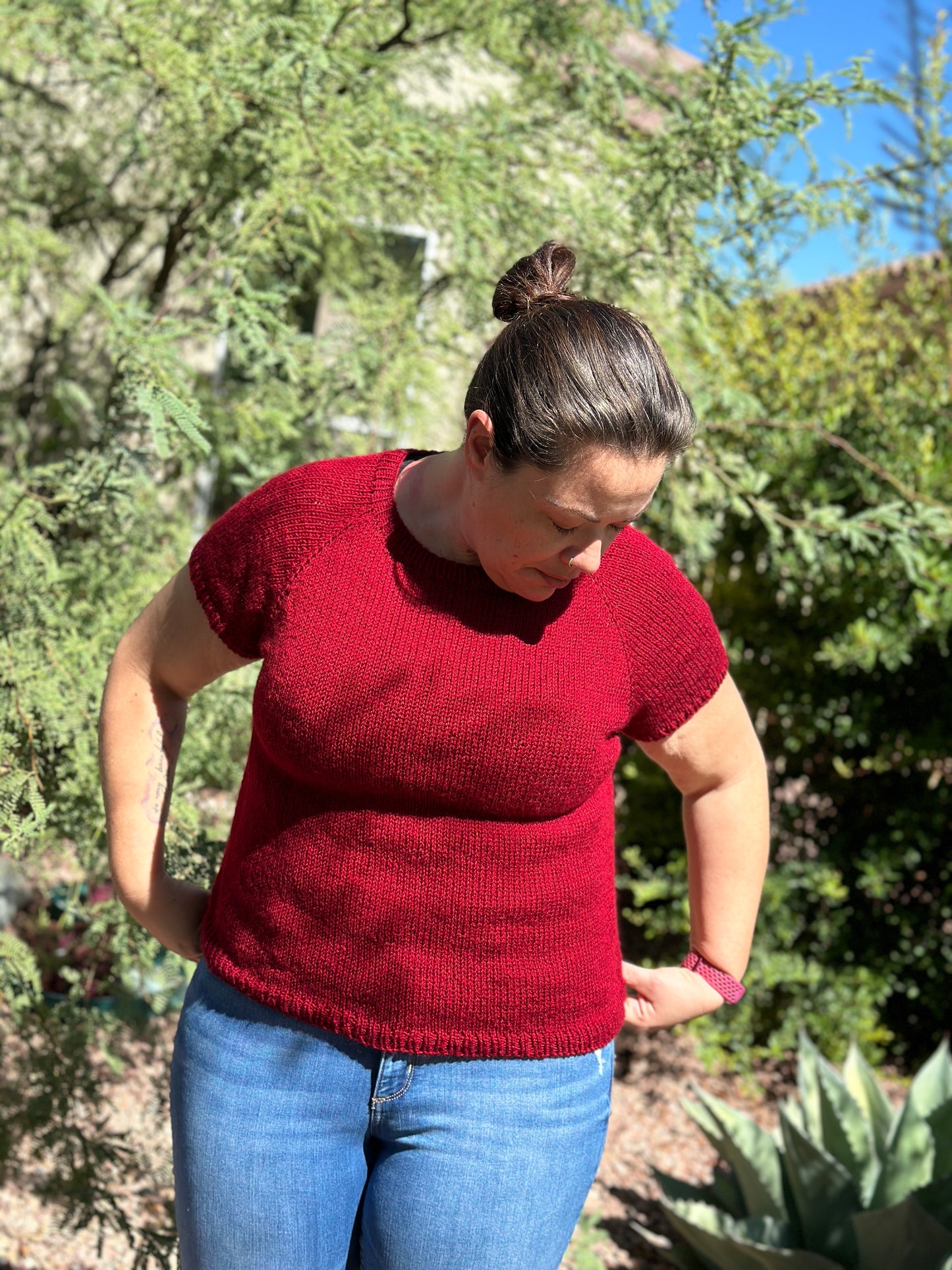 Hand-Knit Short Sleeve Sweater