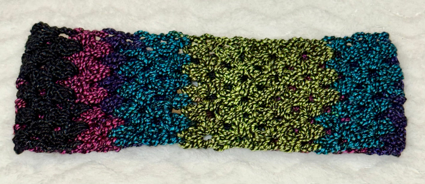 Hand-Crocheted Granny Stitch Headband – Adult Size - Wool/nylon blend