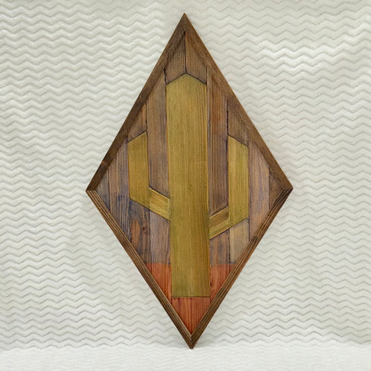 Rustic Geometric Cactus Wall Art