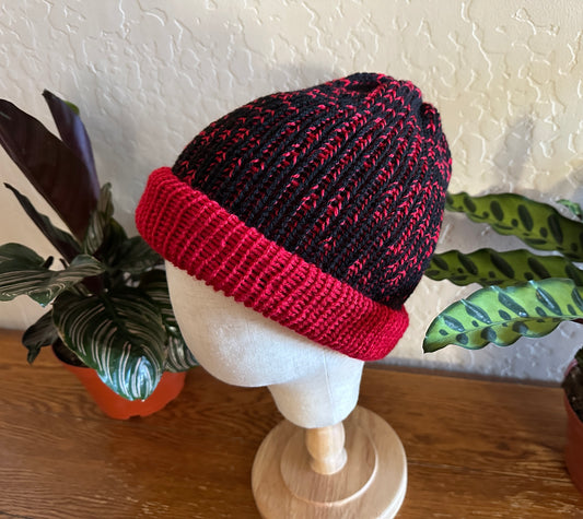 2 Layer 2 Color Knit Hat-Adult Small