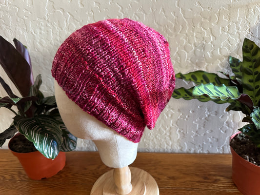 Hand dyed, Hand Spun, Hand Knit, Wool Hat-Adult